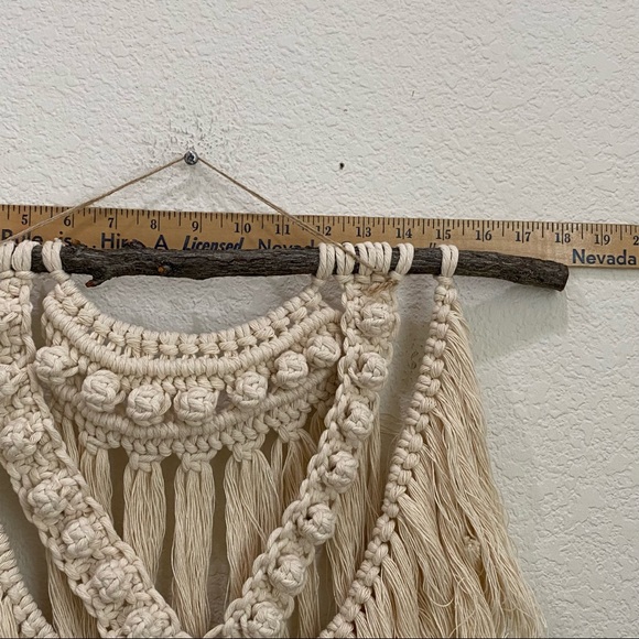 Cotton Macrame Woven Cord Tree Branch Stick Boho Hanging Wall Decor 19”X18” - Picture 8 of 8